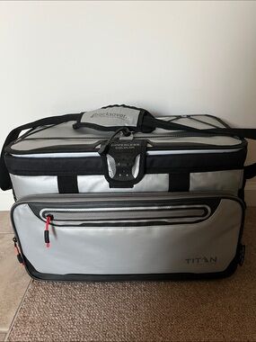 Titan Gray and Black Duffel Cooler Bag with Red Zipper Accents